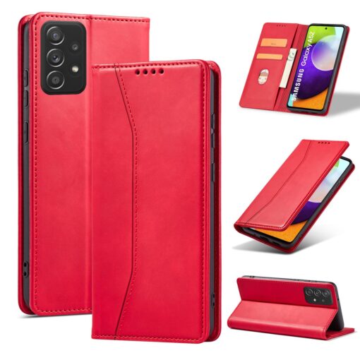 Samsung A52 A52S kaaned vintage kunstnahast kaarditaskuga punane 8
