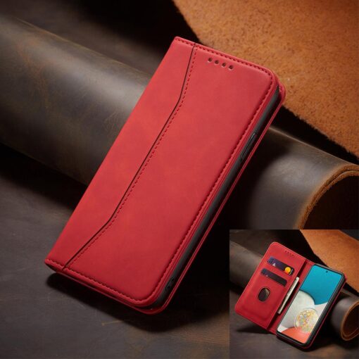 Samsung A53 kaaned vintage kunstnahast kaarditaskuga punane 2