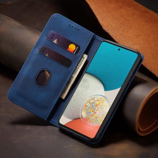 Samsung A53 kaaned vintage kunstnahast kaarditaskuga sinine 12
