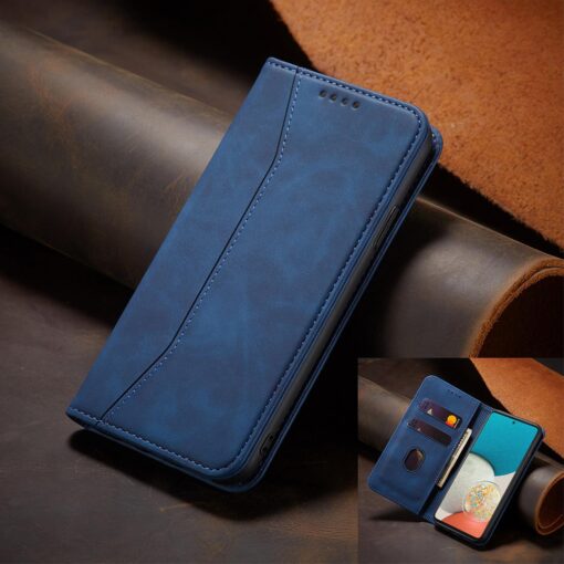 Samsung A53 kaaned vintage kunstnahast kaarditaskuga sinine 4