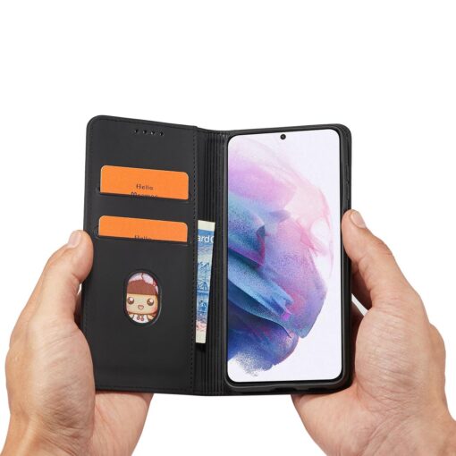 Samsung S22 PLUS kaaned kunstnahast kaarditaskutega must 9