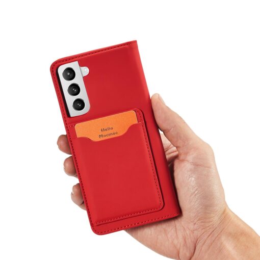Samsung S22 PLUS kaaned kunstnahast kaarditaskutega punane 10