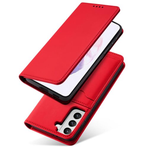 Samsung S22 PLUS kaaned kunstnahast kaarditaskutega punane 11