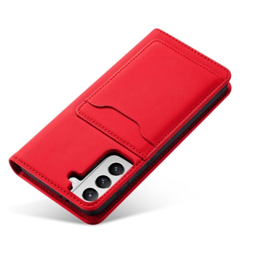 Samsung S22 PLUS kaaned kunstnahast kaarditaskutega punane 3