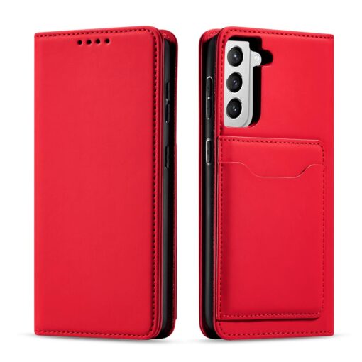 Samsung S22 PLUS kaaned kunstnahast kaarditaskutega punane