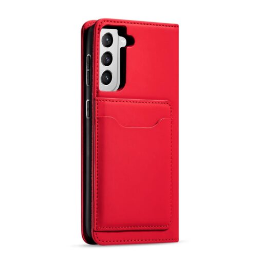 Samsung S22 PLUS kaaned kunstnahast kaarditaskutega punane 7