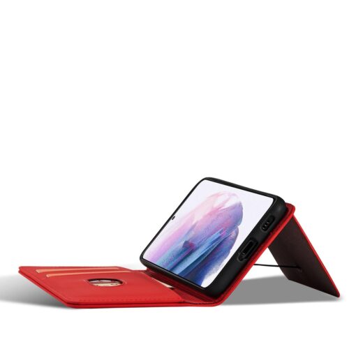 Samsung S22 PLUS kaaned kunstnahast kaarditaskutega punane 8