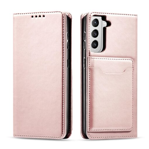 Samsung S22 PLUS kaaned kunstnahast kaarditaskutega roosa
