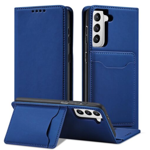 Samsung S22 PLUS kaaned kunstnahast kaarditaskutega sinine 1