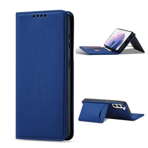 Samsung S22 PLUS kaaned kunstnahast kaarditaskutega sinine 2