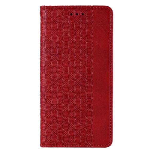 Samsung S22 PLUS kaaned mustriga kunstnahast kaarditaskuga punane 2