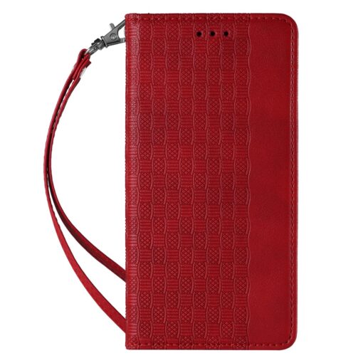Samsung S22 PLUS kaaned mustriga kunstnahast kaarditaskuga punane 3