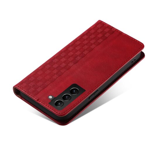 Samsung S22 PLUS kaaned mustriga kunstnahast kaarditaskuga punane 4