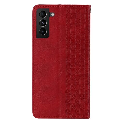 Samsung S22 PLUS kaaned mustriga kunstnahast kaarditaskuga punane 6