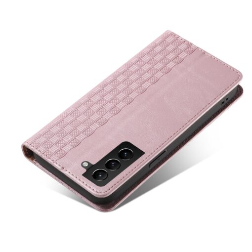 Samsung S22 PLUS kaaned mustriga kunstnahast kaarditaskuga roosa 4