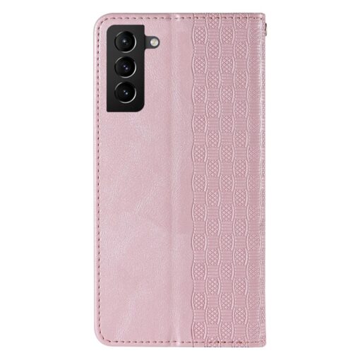 Samsung S22 PLUS kaaned mustriga kunstnahast kaarditaskuga roosa 6
