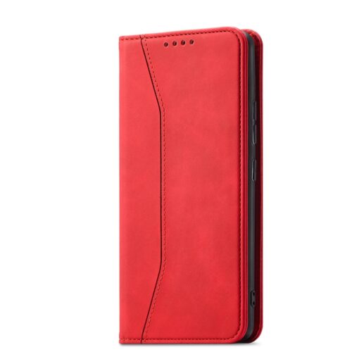 Samsung S22 PLUS kaaned vintage kunstnahast kaarditaskuga punane 1