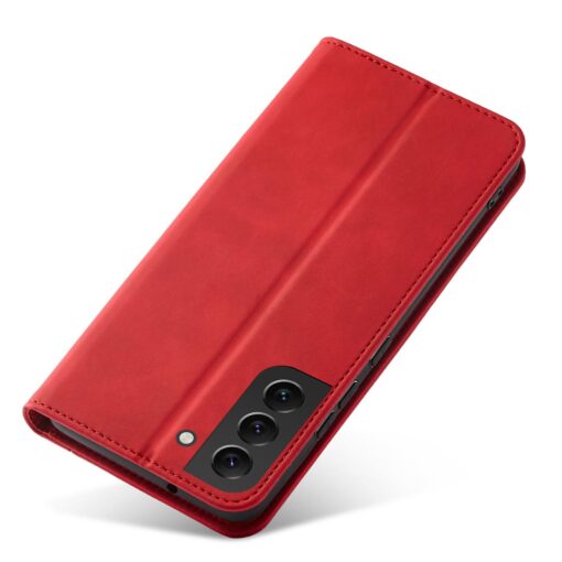 Samsung S22 PLUS kaaned vintage kunstnahast kaarditaskuga punane 2