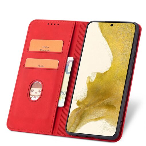 Samsung S22 PLUS kaaned vintage kunstnahast kaarditaskuga punane 6