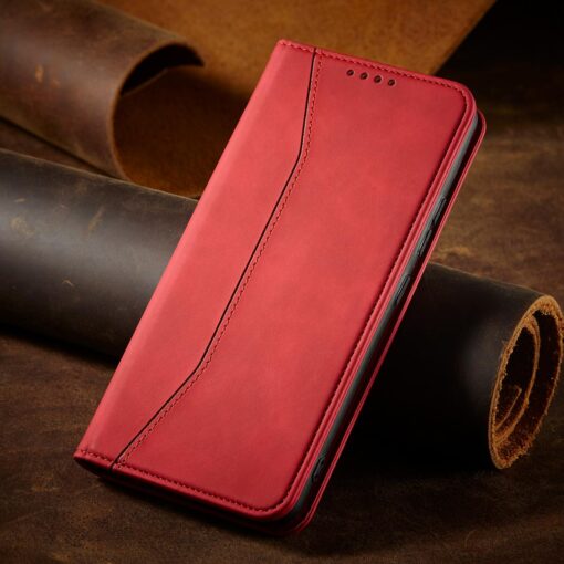 Samsung S22 PLUS kaaned vintage kunstnahast kaarditaskuga punane 8