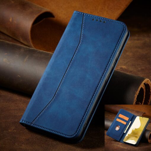 Samsung S22 PLUS kaaned vintage kunstnahast kaarditaskuga sinine 11