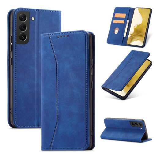 Samsung S22 PLUS kaaned vintage kunstnahast kaarditaskuga sinine 12