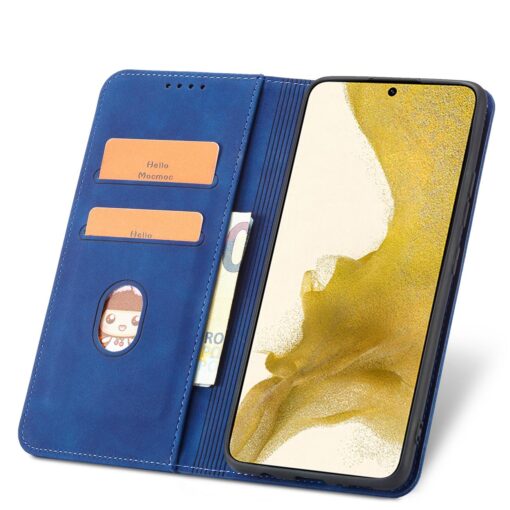 Samsung S22 PLUS kaaned vintage kunstnahast kaarditaskuga sinine 5