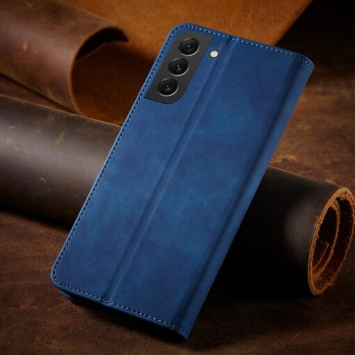 Samsung S22 PLUS kaaned vintage kunstnahast kaarditaskuga sinine 9