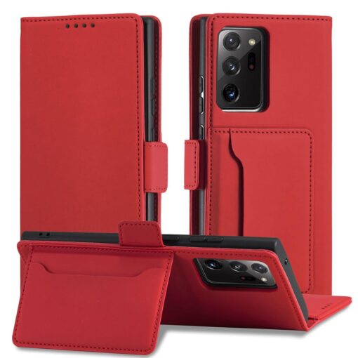 Samsung S22 ULTRA kaaned kunstnahast kaarditaskutega punane 1