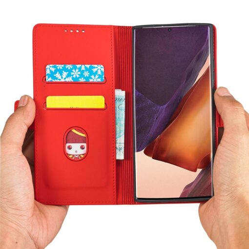 Samsung S22 ULTRA kaaned kunstnahast kaarditaskutega punane 12