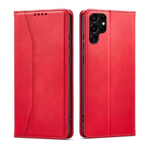 Samsung S22 ULTRA kaaned vintage kunstnahast kaarditaskuga punane