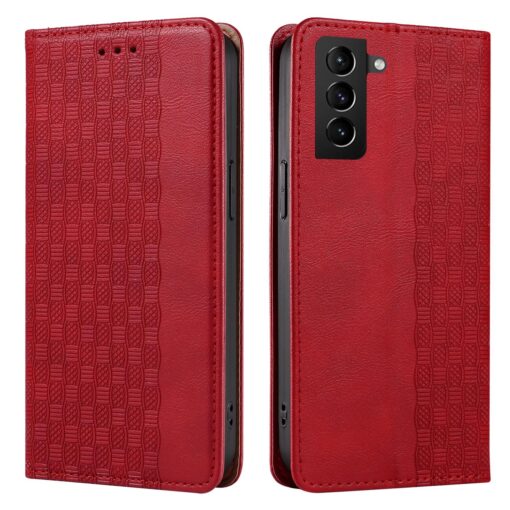 Samsung S22 kaaned mustriga kunstnahast kaarditaskuga punane 7