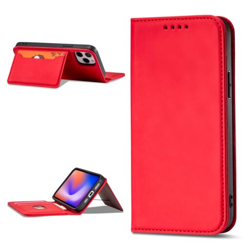 iPhone 12 PRO MAX kaaned kunstnahast kaarditaskutega punane 2