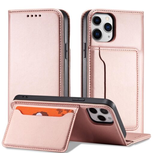 iPhone 12 PRO MAX kaaned kunstnahast kaarditaskutega roosa 1