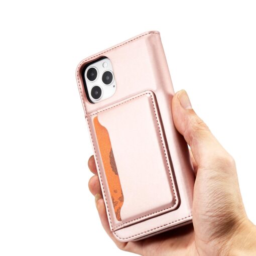 iPhone 12 PRO MAX kaaned kunstnahast kaarditaskutega roosa 9