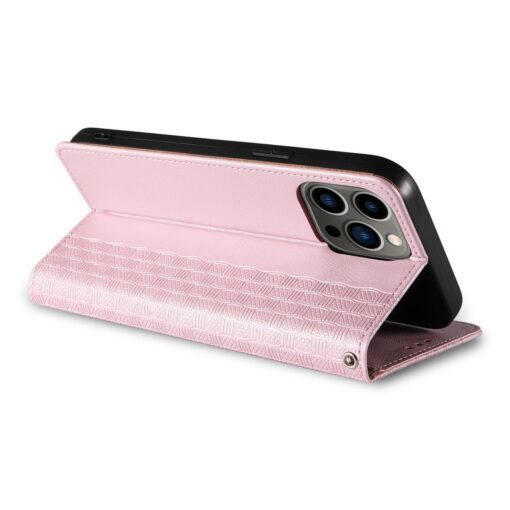 iPhone 12 PRO MAX kaaned mustriga kunstnahast kaarditaskuga roosa 10