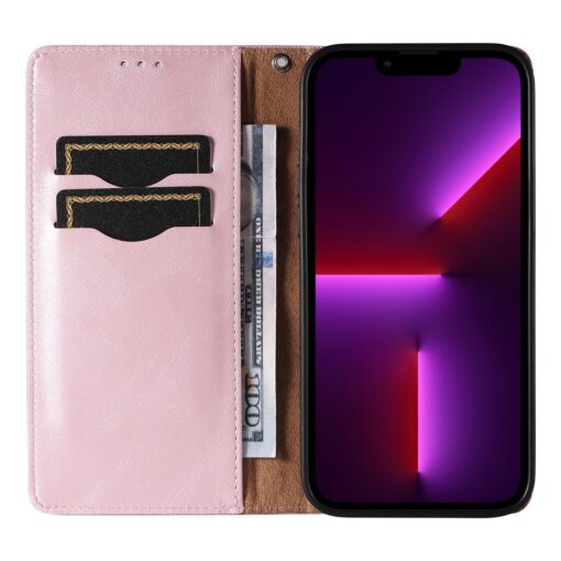 iPhone 12 PRO MAX kaaned mustriga kunstnahast kaarditaskuga roosa 12