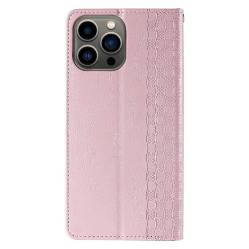 iPhone 12 PRO kaaned mustriga kunstnahast kaarditaskuga roosa 5