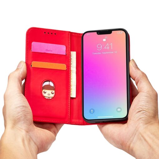 iPhone 13 MINI kaaned kunstnahast kaarditaskutega punane 10