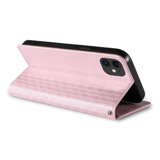 iPhone 13 MINI kaaned mustriga kunstnahast kaarditaskuga roosa 10