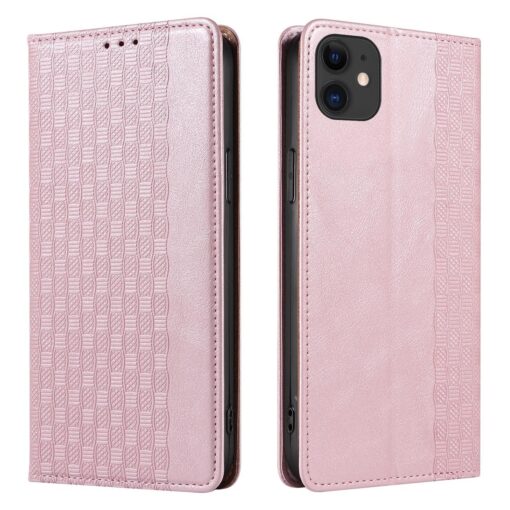 iPhone 13 MINI kaaned mustriga kunstnahast kaarditaskuga roosa 5