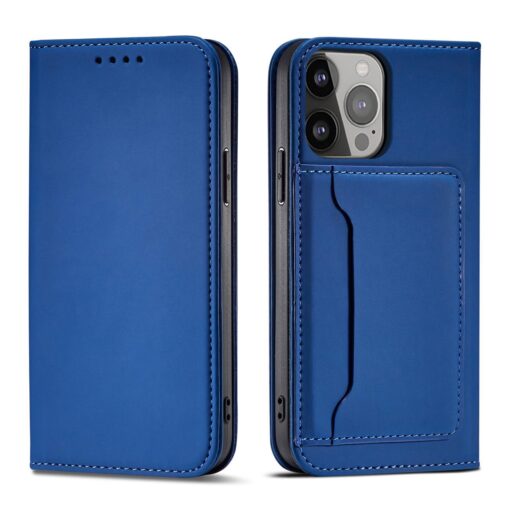 iPhone 13 PRO MAX kaaned kunstnahast kaarditaskutega sinine