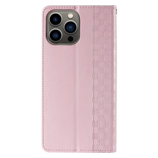 iPhone 13 PRO MAX kaaned mustriga kunstnahast kaarditaskuga roosa 5