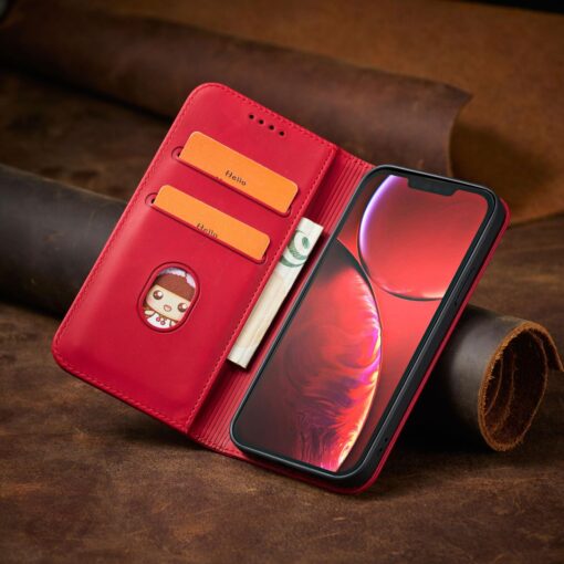 iPhone 13 PRO MAX kaaned vintage kunstnahast kaarditaskuga punane 12