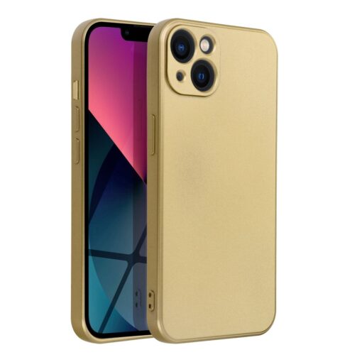 iPhone 13 umbris silikoonist metalliku laikega kuldne 1