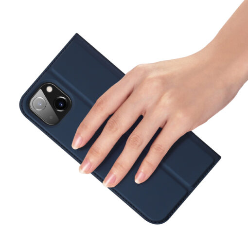 iPhone 14 PLUS kaaned kaarditaskuga Dux Ducis Skin Pro kunstnahast sinine 5