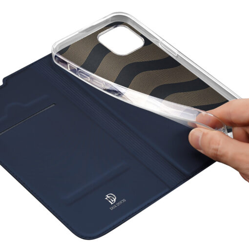 iPhone 14 PLUS kaaned kaarditaskuga Dux Ducis Skin Pro kunstnahast sinine 6