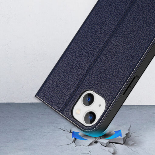iPhone 14 PLUS kaaned kaarditaskuga Dux Ducis Skin X2 magnetiga sulguv sinine 11