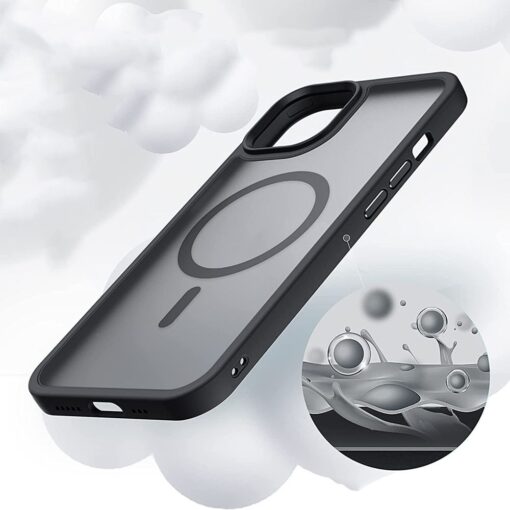 iPhone 14 PLUS umbris Magmat MagSafe labipaistva plastikust mati taguse ja musta silikoonist raamiga 4