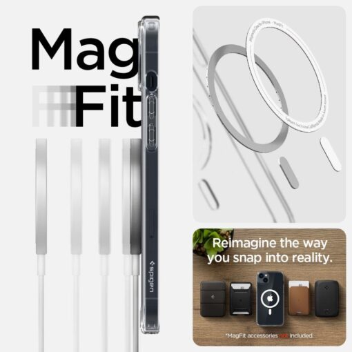 iPhone 14 PLUS umbris Spigen Ultra Hybrid MagSafe silikoonist valge MagSafe ringiga labipaistev 11